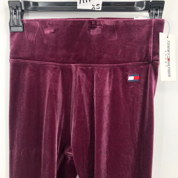 TOMMY HILFIGER Women's Velvet Active Leggings XS Purple High Waisted NWT - Picture 10 of 16